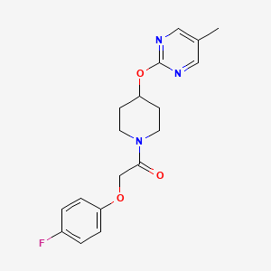 molecular formula C18H20FN3O3 B2519152 2-(4-Fluorophenoxy)-1-[4-(5-methylpyrimidin-2-yl)oxypiperidin-1-yl]ethanone CAS No. 2379987-99-0