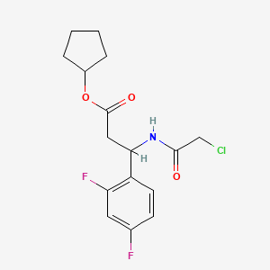 molecular formula C16H18ClF2NO3 B2519154 cyclopentyl 3-(2-chloroacetamido)-3-(2,4-difluorophenyl)propanoate CAS No. 2249632-31-1