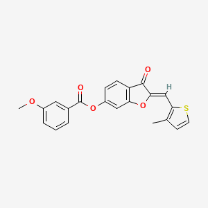 molecular formula C22H16O5S B2519160 (Z)-2-((3-methylthiophen-2-yl)methylene)-3-oxo-2,3-dihydrobenzofuran-6-yl 3-methoxybenzoate CAS No. 622789-43-9