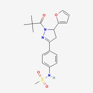 molecular formula C19H23N3O4S B2519165 N-(4-(5-(呋喃-2-基)-1-叔丁酰基-4,5-二氢-1H-吡唑-3-基)苯基)甲磺酰胺 CAS No. 851717-84-5