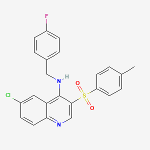 molecular formula C23H18ClFN2O2S B2519173 6-CHLORO-N-[(4-FLUOROPHENYL)METHYL]-3-(4-METHYLBENZENESULFONYL)QUINOLIN-4-AMINE CAS No. 895649-68-0