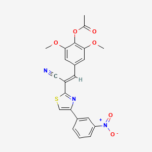 molecular formula C22H17N3O6S B2519175 (E)-4-(2-cyano-2-(4-(3-nitrophenyl)thiazol-2-yl)vinyl)-2,6-dimethoxyphenyl acetate CAS No. 683250-60-4