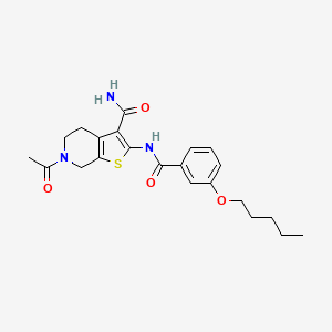 molecular formula C22H27N3O4S B2519198 6-acetyl-2-[(3-pentoxybenzoyl)amino]-5,7-dihydro-4H-thieno[2,3-c]pyridine-3-carboxamide CAS No. 864927-86-6