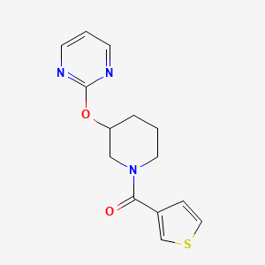 molecular formula C14H15N3O2S B2519199 (3-(Pyrimidin-2-yloxy)piperidin-1-yl)(thiophen-3-yl)methanone CAS No. 2034435-49-7