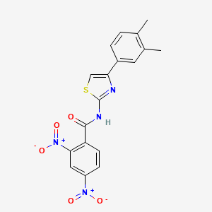 molecular formula C18H14N4O5S B2519200 N-[4-(3,4-二甲基苯基)-1,3-噻唑-2-基]-2,4-二硝基苯甲酰胺 CAS No. 314032-91-2