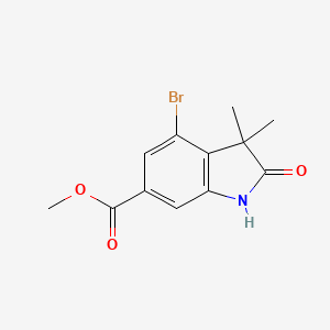 molecular formula C12H12BrNO3 B2519209 4-溴-3,3-二甲基-2-氧代-吲哚-6-羧酸甲酯 CAS No. 2306271-86-1
