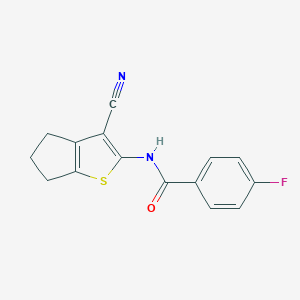 molecular formula C15H11FN2OS B251921 N-(3-cyano-5,6-dihydro-4H-cyclopenta[b]thiophen-2-yl)-4-fluorobenzamide 