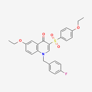 molecular formula C26H24FNO5S B2519216 6-ethoxy-3-(4-ethoxybenzenesulfonyl)-1-[(4-fluorophenyl)methyl]-1,4-dihydroquinolin-4-one CAS No. 866340-54-7