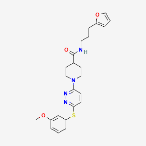 molecular formula C24H28N4O3S B2519236 N-[3-(2-furyl)propyl]-1-{6-[(3-methoxyphenyl)thio]pyridazin-3-yl}piperidine-4-carboxamide CAS No. 1206985-56-9