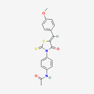 molecular formula C19H16N2O3S2 B2519257 (Z)-N-(4-(5-(4-methoxybenzylidene)-4-oxo-2-thioxothiazolidin-3-yl)phenyl)acetamide CAS No. 868146-87-6