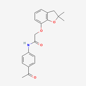 molecular formula C20H21NO4 B2519271 N-(4-acetylphenyl)-2-((2,2-dimethyl-2,3-dihydrobenzofuran-7-yl)oxy)acetamide CAS No. 939156-75-9
