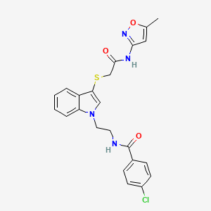 molecular formula C23H21ClN4O3S B2519275 4-chloro-N-{2-[3-({[(5-methyl-1,2-oxazol-3-yl)carbamoyl]methyl}sulfanyl)-1H-indol-1-yl]ethyl}benzamide CAS No. 532972-62-6