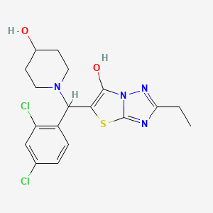 molecular formula C18H20Cl2N4O2S B2519283 5-((2,4-Dichlorophenyl)(4-hydroxypiperidin-1-yl)methyl)-2-ethylthiazolo[3,2-b][1,2,4]triazol-6-ol CAS No. 886917-36-8