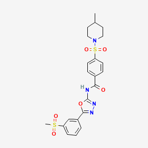 molecular formula C22H24N4O6S2 B2519289 4-((4-methylpiperidin-1-yl)sulfonyl)-N-(5-(3-(methylsulfonyl)phenyl)-1,3,4-oxadiazol-2-yl)benzamide CAS No. 922616-89-5