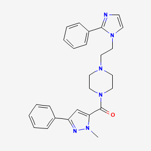 (1-methyl-3-phenyl-1H-pyrazol-5-yl)(4-(2-(2-phenyl-1H-imidazol-1-yl)ethyl)piperazin-1-yl)methanone