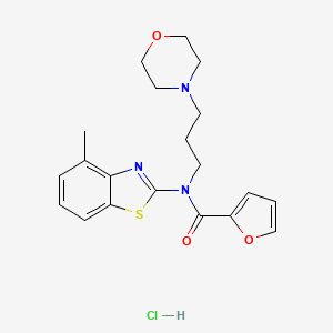 molecular formula C20H24ClN3O3S B2519300 N-(4-methylbenzo[d]thiazol-2-yl)-N-(3-morpholinopropyl)furan-2-carboxamide hydrochloride CAS No. 1216835-07-2