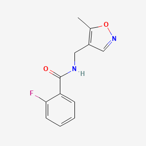 molecular formula C12H11FN2O2 B2519302 2-fluoro-N-[(5-methyl-1,2-oxazol-4-yl)methyl]benzamide CAS No. 2034590-64-0