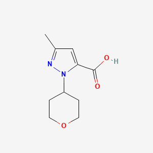 molecular formula C10H14N2O3 B2519320 3-methyl-1-(oxan-4-yl)-1H-pyrazole-5-carboxylic acid CAS No. 1369357-49-2