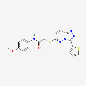 molecular formula C18H15N5O2S2 B2519323 N-(4-methoxyphenyl)-2-[(3-thiophen-2-yl-[1,2,4]triazolo[4,3-b]pyridazin-6-yl)sulfanyl]acetamide CAS No. 868966-60-3
