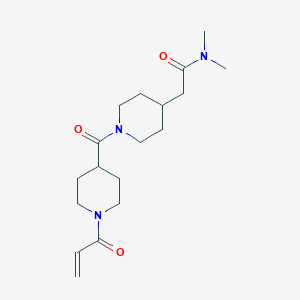 molecular formula C18H29N3O3 B2519325 N,N-Dimethyl-2-[1-(1-prop-2-enoylpiperidine-4-carbonyl)piperidin-4-yl]acetamide CAS No. 2361688-35-7