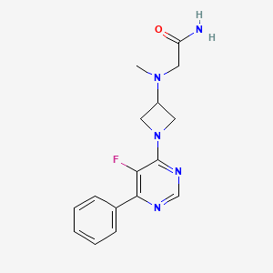 molecular formula C16H18FN5O B2519333 2-[[1-(5-Fluoro-6-phenylpyrimidin-4-yl)azetidin-3-yl]-methylamino]acetamide CAS No. 2380181-06-4