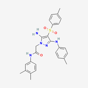 2-(5-amino-3-(p-tolylamino)-4-tosyl-1H-pyrazol-1-yl)-N-(3,4-dimethylphenyl)acetamide