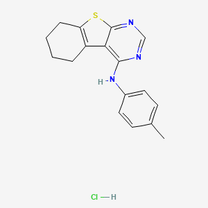 molecular formula C17H18ClN3S B2519335 N-(p-tolyl)-5,6,7,8-tetrahydrobenzo[4,5]thieno[2,3-d]pyrimidin-4-amine hydrochloride CAS No. 1216706-17-0