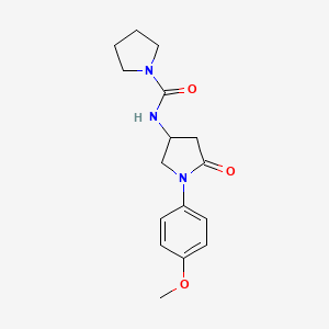 molecular formula C16H21N3O3 B2519337 N-(1-(4-甲氧基苯基)-5-氧代吡咯烷-3-基)吡咯烷-1-甲酰胺 CAS No. 894025-39-9