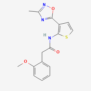 molecular formula C16H15N3O3S B2519346 2-(2-methoxyphenyl)-N-(3-(3-methyl-1,2,4-oxadiazol-5-yl)thiophen-2-yl)acetamide CAS No. 2034302-86-6
