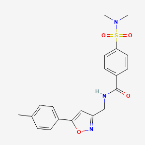 molecular formula C20H21N3O4S B2519348 4-(N,N-dimethylsulfamoyl)-N-((5-(p-tolyl)isoxazol-3-yl)methyl)benzamide CAS No. 946340-69-8