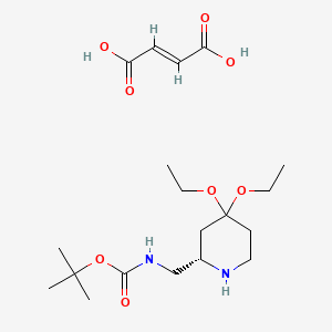 (2S)-2-(Aminomethyl)-4,4-diethoxypiperidine fumarate, 2-BOC protected