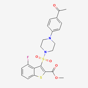 molecular formula C22H21FN2O5S2 B2519396 Methyl 3-{[4-(4-acetylphenyl)piperazin-1-yl]sulfonyl}-4-fluoro-1-benzothiophene-2-carboxylate CAS No. 941893-11-4