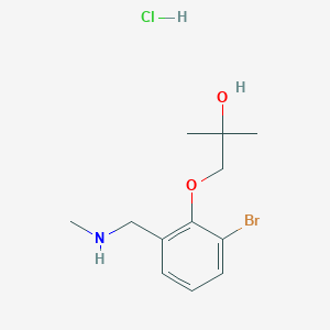 molecular formula C12H19BrClNO2 B2519402 1-{2-Bromo-6-[(methylamino)methyl]phenoxy}-2-methylpropan-2-ol hydrochloride CAS No. 1797250-85-1