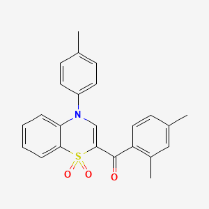 molecular formula C24H21NO3S B2519413 (2,4-dimethylphenyl)(1,1-dioxido-4-(p-tolyl)-4H-benzo[b][1,4]thiazin-2-yl)methanone CAS No. 1114660-52-4