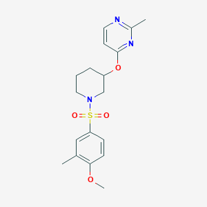 molecular formula C18H23N3O4S B2519422 4-((1-((4-Methoxy-3-methylphenyl)sulfonyl)piperidin-3-yl)oxy)-2-methylpyrimidine CAS No. 2034619-39-9