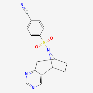 molecular formula C16H14N4O2S B2519426 4-(((5R,8S)-6,7,8,9-四氢-5H-5,8-表氨基环庚并[d]嘧啶-10-基)磺酰基)苯甲腈 CAS No. 1903840-95-8