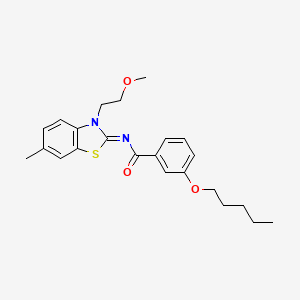 molecular formula C23H28N2O3S B2519433 (Z)-N-(3-(2-甲氧基乙基)-6-甲基苯并[d]噻唑-2(3H)-亚甲基)-3-(戊氧基)苯甲酰胺 CAS No. 864975-00-8
