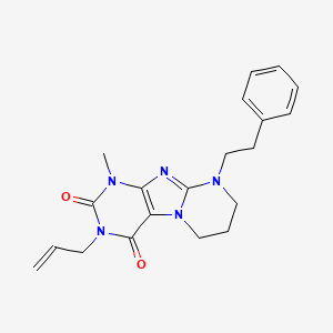 molecular formula C20H23N5O2 B2519438 3-allyl-1-methyl-9-phenethyl-6,7,8,9-tetrahydropyrimido[2,1-f]purine-2,4(1H,3H)-dione CAS No. 876151-17-6