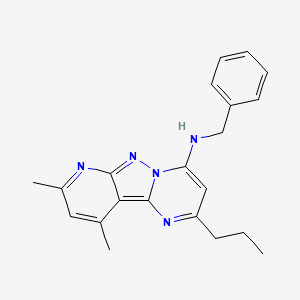 molecular formula C21H23N5 B2519448 N-benzyl-8,10-dimethyl-2-propylpyrido[2',3':3,4]pyrazolo[1,5-a]pyrimidin-4-amine CAS No. 890622-88-5