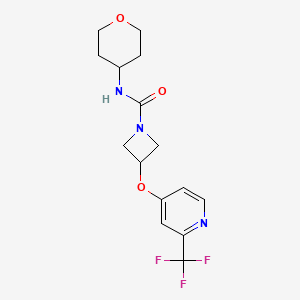 molecular formula C15H18F3N3O3 B2519451 N-(Oxan-4-yl)-3-[2-(trifluoromethyl)pyridin-4-yl]oxyazetidine-1-carboxamide CAS No. 2380144-84-1