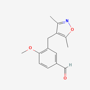 molecular formula C14H15NO3 B2519458 3-(3,5-Dimethyl-isoxazol-4-ylmethyl)-4-methoxy-benzaldehyde CAS No. 887679-08-5
