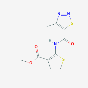 molecular formula C10H9N3O3S2 B2519464 Methyl 2-(4-methyl-1,2,3-thiadiazole-5-carboxamido)thiophene-3-carboxylate CAS No. 1173062-23-1