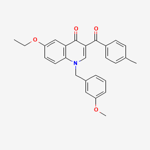 molecular formula C27H25NO4 B2519480 6-Ethoxy-1-[(3-methoxyphenyl)methyl]-3-(4-methylbenzoyl)-1,4-dihydroquinolin-4-one CAS No. 866016-82-2