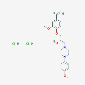 molecular formula C24H34Cl2N2O4 B2519485 (E)-1-(2-甲氧基-4-(丙-1-烯-1-基)苯氧基)-3-(4-(4-甲氧基苯基)哌嗪-1-基)丙-2-醇二盐酸盐 CAS No. 1331722-04-3