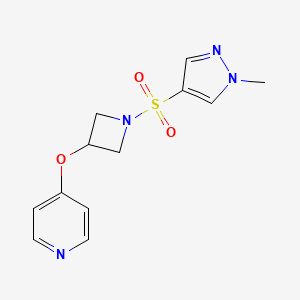 molecular formula C12H14N4O3S B2519489 4-[1-(1-Methylpyrazol-4-yl)sulfonylazetidin-3-yl]oxypyridine CAS No. 2380172-25-6
