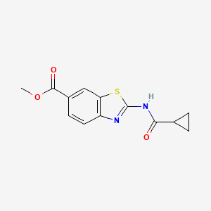 molecular formula C13H12N2O3S B2519494 Methyl 2-(cyclopropanecarboxamido)benzo[d]thiazole-6-carboxylate CAS No. 864860-55-9