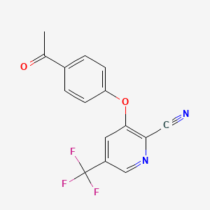 molecular formula C15H9F3N2O2 B2519500 3-(4-乙酰苯氧基)-5-(三氟甲基)吡啶-2-腈 CAS No. 339278-36-3