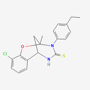 molecular formula C19H19ClN2OS B2519503 10-chloro-3-(4-ethylphenyl)-2-methyl-5,6-dihydro-2H-2,6-methanobenzo[g][1,3,5]oxadiazocine-4(3H)-thione CAS No. 933236-04-5