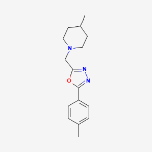 molecular formula C16H21N3O B2519510 2-((4-Methylpiperidin-1-yl)methyl)-5-(p-tolyl)-1,3,4-oxadiazole CAS No. 883280-04-4