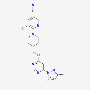 molecular formula C21H22ClN7O B2519513 5-chloro-6-[4-({[6-(3,5-dimethyl-1H-pyrazol-1-yl)pyrimidin-4-yl]oxy}methyl)piperidin-1-yl]pyridine-3-carbonitrile CAS No. 2380040-55-9